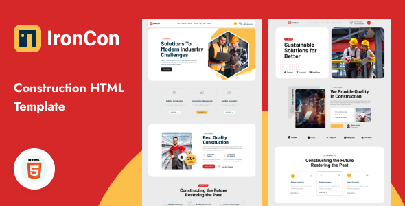 IronCon - Construction HTML Template product preview