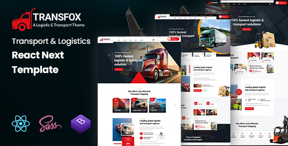 Product preview supplied for Transfox - Transport & Logistics React Template