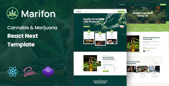 Product preview supplied for Marifon - Cannabis & Marijuana React Template