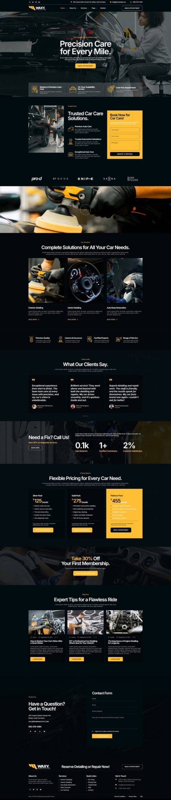 Waxy - Car Detailing Service & Car Repair Elementor Template Kit