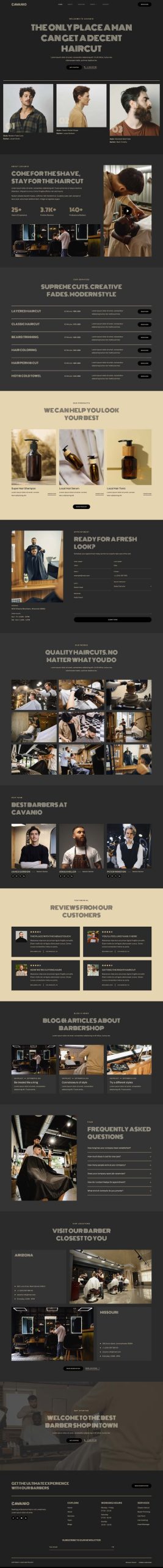 Product preview supplied for Cavanio - Barbershop & Hair Studio Elementor Template Kit