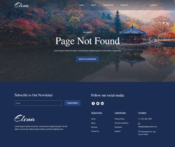 Elena - Travel Guide & Tour Agency Elementor Template Kit