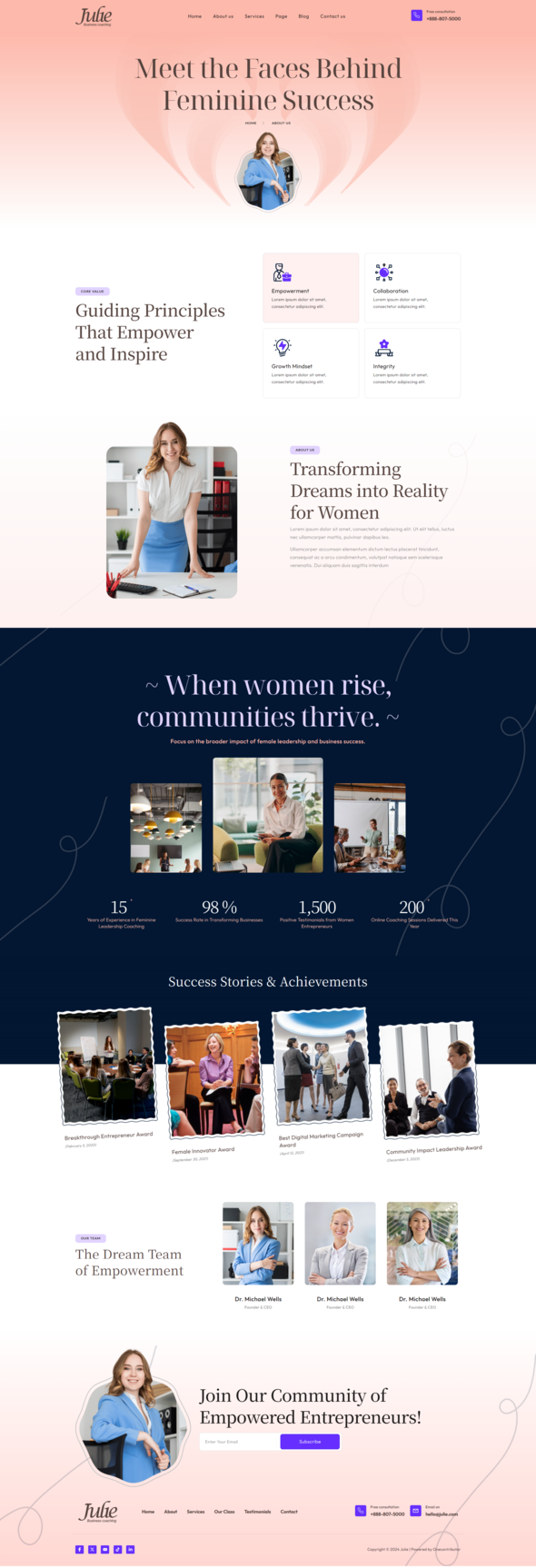 Julie - Feminine Business Coaching Elementor Template Kit