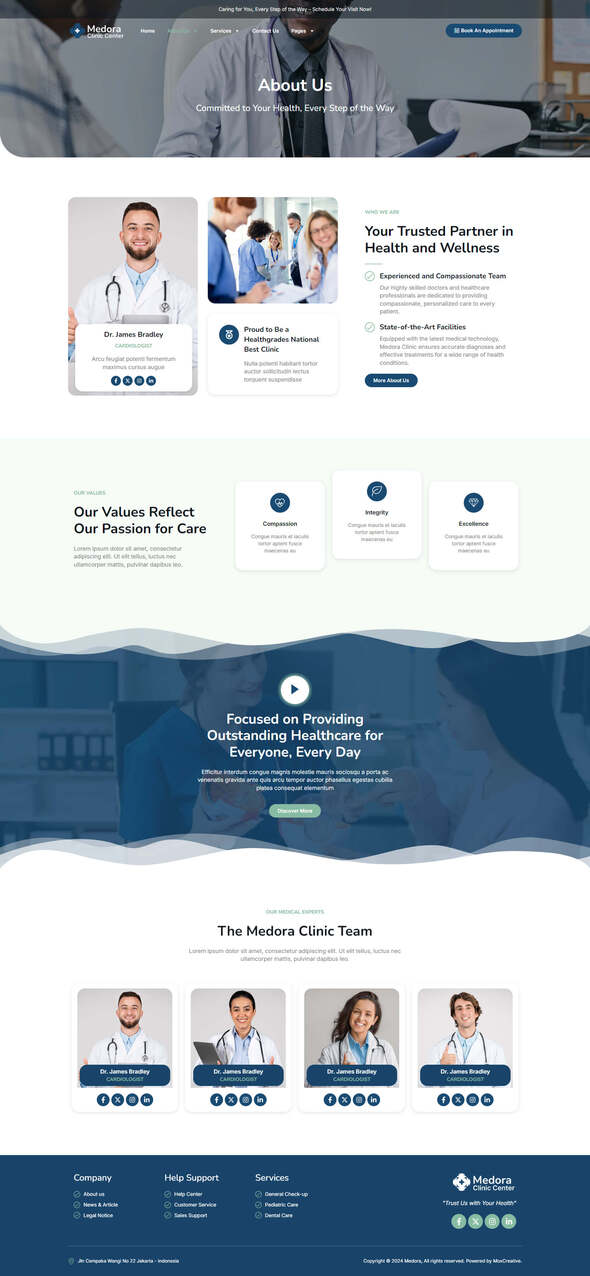 Product preview supplied for Medora - Medical Clinic Services Elementor Template Kit