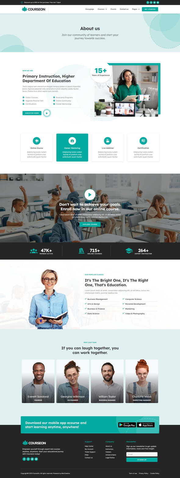 CourseOn - Online Course & Education Elementor Pro Template Kit product preview