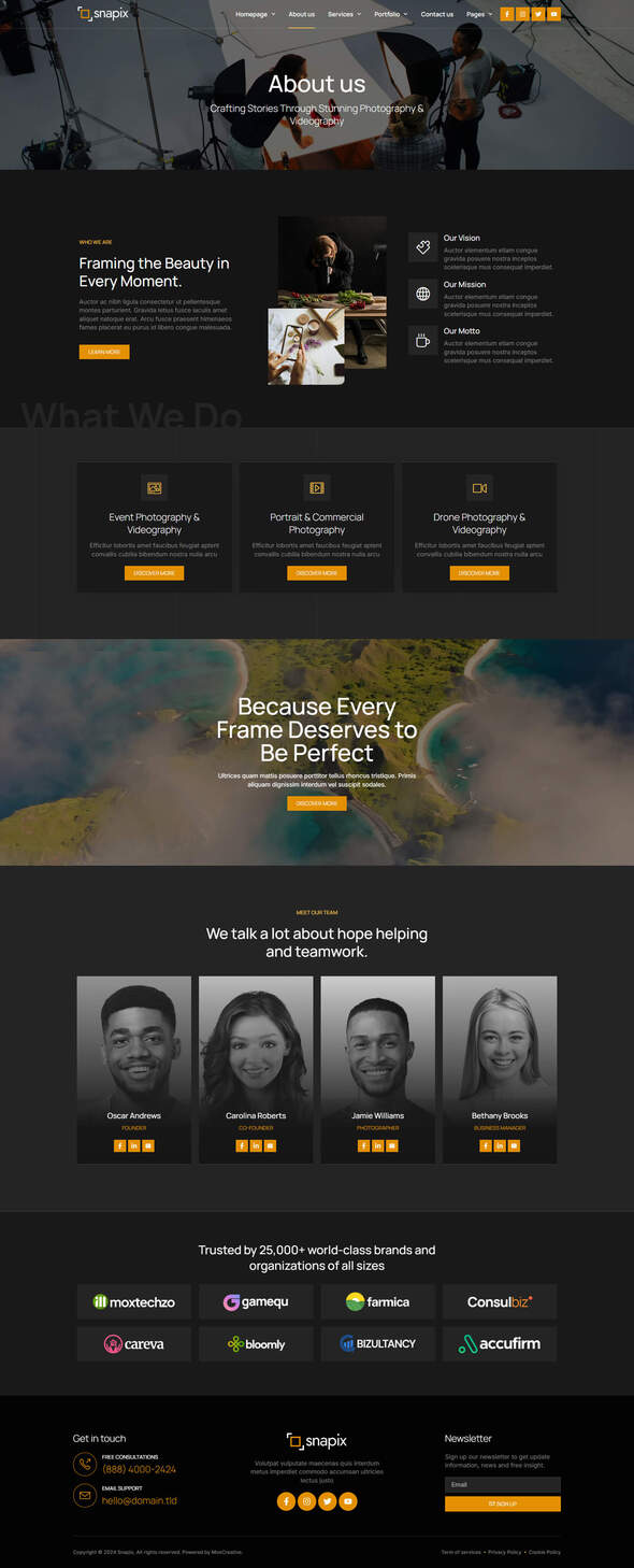 Snapix - Photography & Videography Services Elementor Template Kit