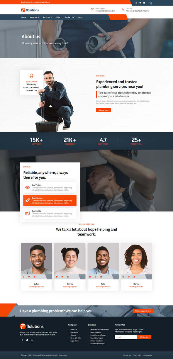 Flolution - Plumber & Repair Service Elementor Template Kit