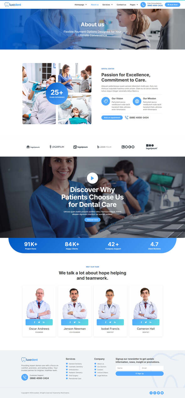 LuxeDent - Dentist & Dental Care Elementor Pro Template Kit