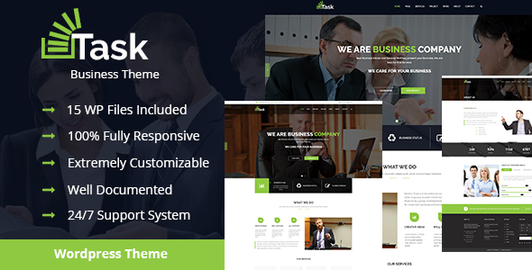 Product preview supplied for Task - Business & Corporate WordPress Theme