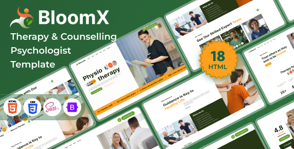 BloomX - Therapy & Counseling Psychologist HTML Template product preview