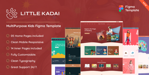 Product preview supplied for Littlekadai - Kids Education Toys Figma Template
