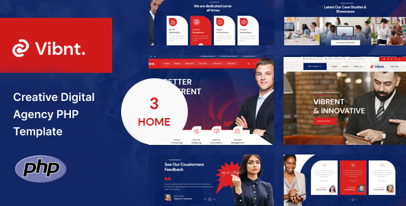 Product preview supplied for Vibnt - Creative Digital Agency PHP Template