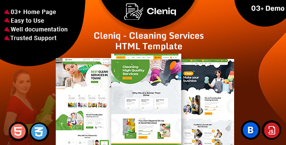 Cleniq - Cleaning Service HTML5 Template product preview