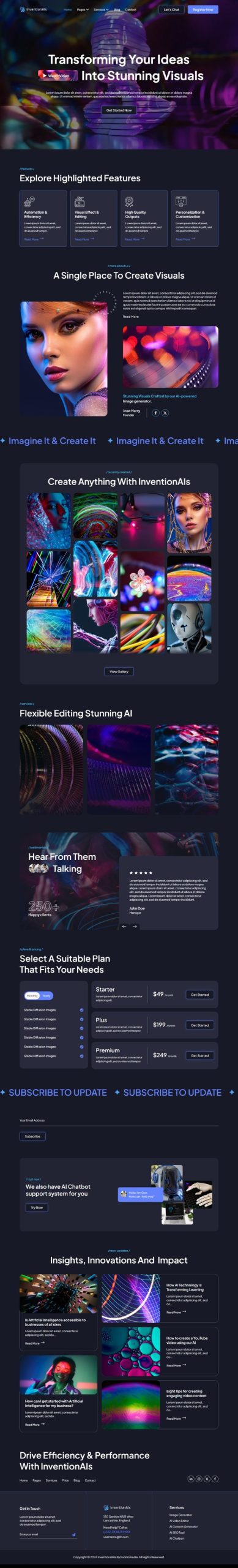 InventionAIs - AI Startups & Technology Elementor Template Kit product preview
