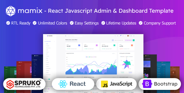 Mamix - Javascript Bootstrap React Admin Panel Template
