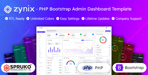Preview image for Zynix - PHP Bootstrap Admin Responsive Dashboard Template