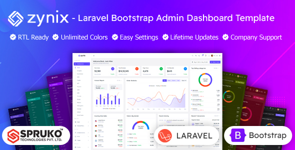 Zynix - Bootstrap Laravel Admin Panel Template listing image