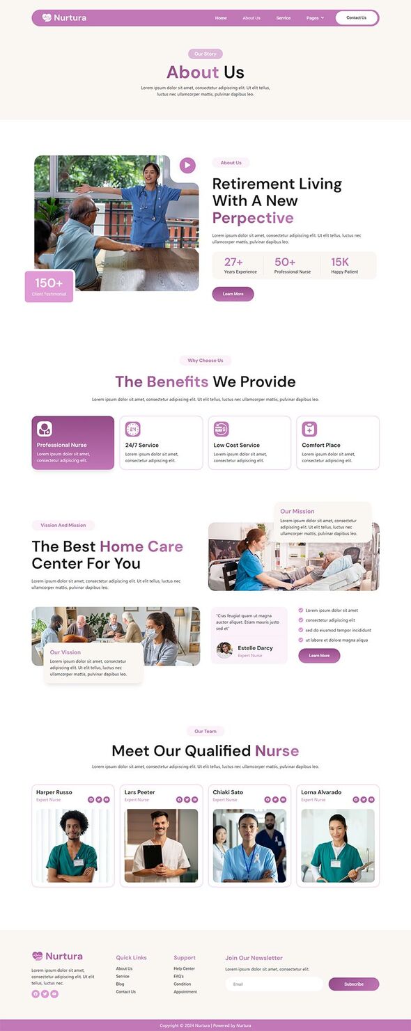 Nurtura - Modern Senior Care Elementor Template Kit