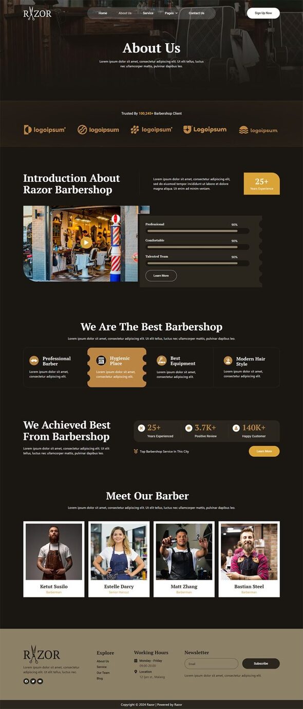 Razor - Modern Barbershop Elementor Template Kit