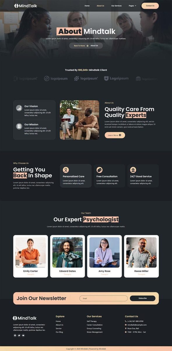 MindTalk - Psychology & Counseling Elementor Template Kit