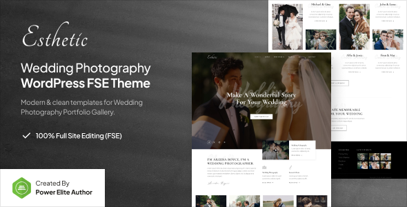 Esthetic - Wedding Photography Gutenverse FSE WordPress Block Theme listing image