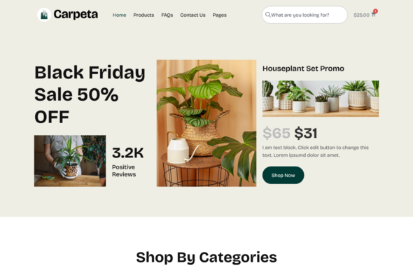 Carpeta - Houseplant Store Ecommerce Elementor Pro Template Kit
