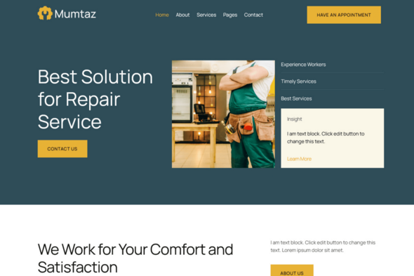 Mumtaz - Home Appliance Repair Elementor Pro Template Kit