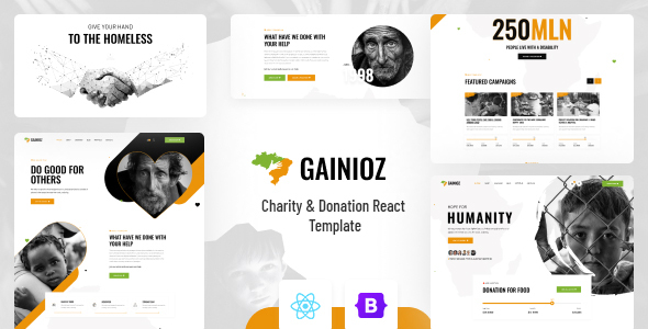 Gainioz - Charity & Donation React Template listing image