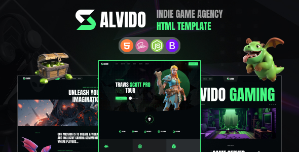 Alvido - Indie Game Agency HTML Template product preview