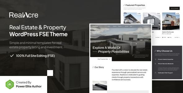 RealAcre – Real Estate & Property Gutenverse FSE WordPress Block Theme