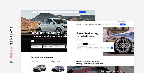 Vroomo – Car Rental Template for Figma