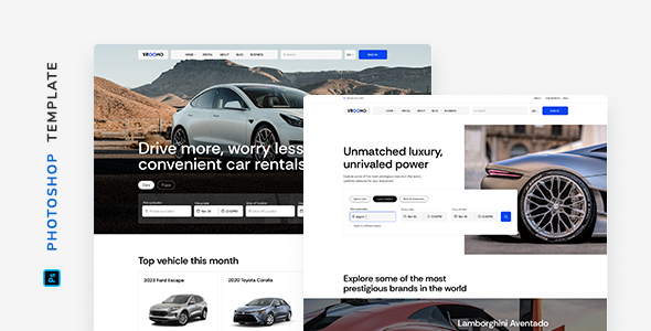 Vroomo – Car Rental Template for Photoshop