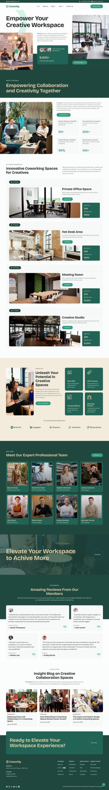 Coworkly - Coworking Creative Space Elementor Template Kit
