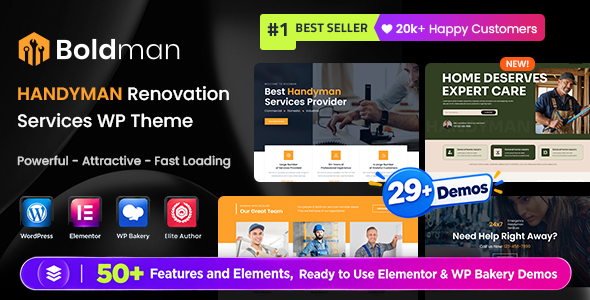 Boldman - Handyman Renovation Services WordPress Theme + RTL