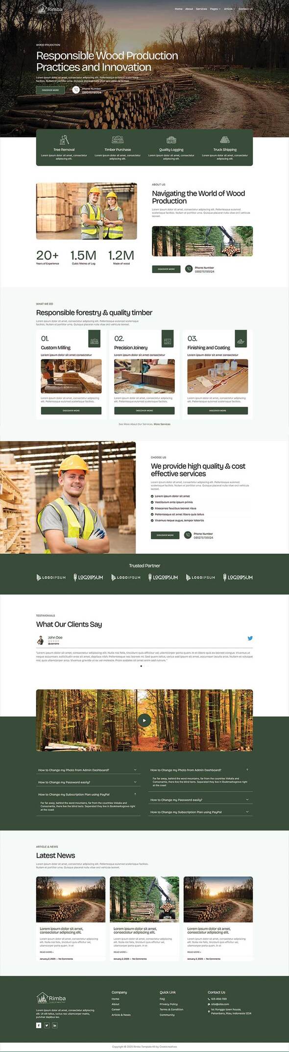 Rimba - Forestry & Logging Elementor Pro Template Kit