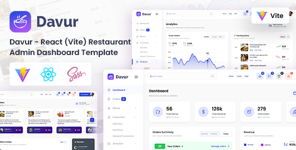 Davur - React (Vite) Restaurant Admin Dashboard Template