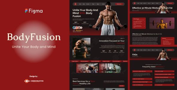 Body Fusion - fitness and health industry Figma Template
