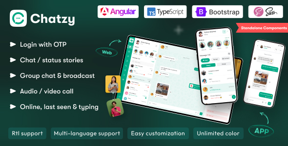 Chatzy – Angular 22 Chat App Template