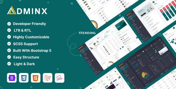 AdminX Laravel 12(Vite)  Admin Dashboard Template