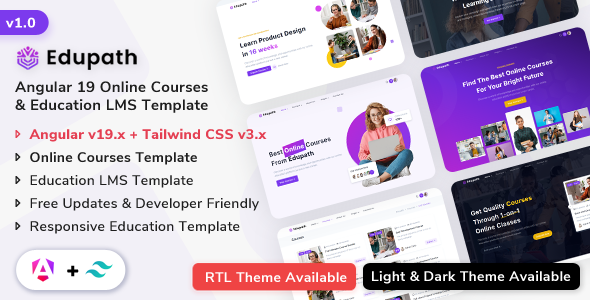 Edupath - Angular 19 Online Courses & Education LMS Template