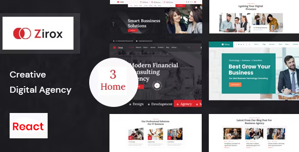 Zirox – React JS Creative Digital Agency Template
