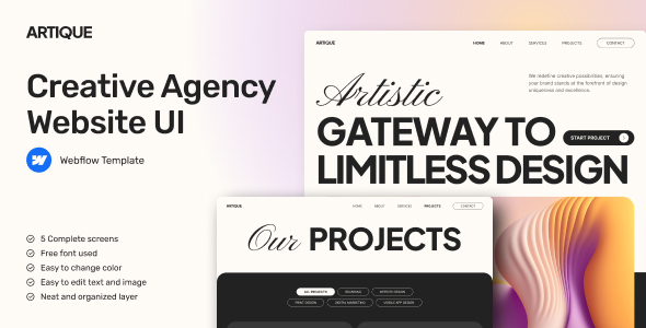 Artique - Portfolio & Agency Website Webflow Template