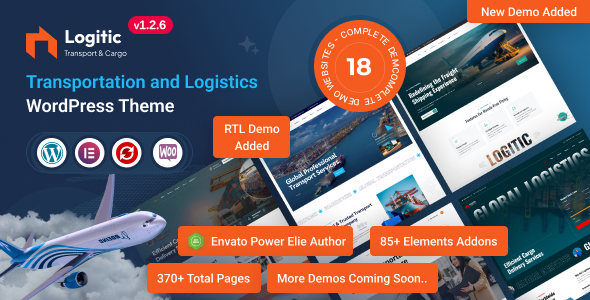 Product preview supplied for Logitic - Transportation & Logistics WordPress Theme