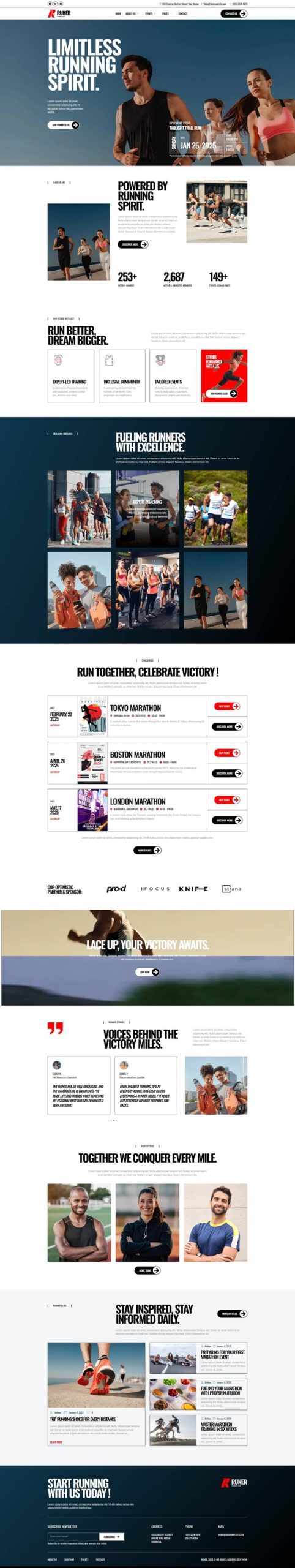 Runer - Running Club, Marathon & Sports Events Elementor Template Kit