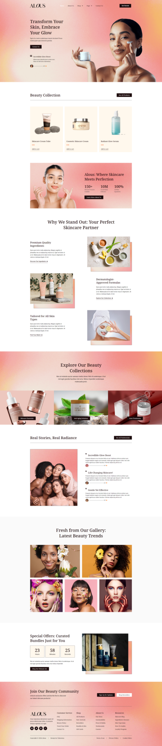 Alous - Beauty & Skin Care Ecommerce Elementor Pro Template Kit