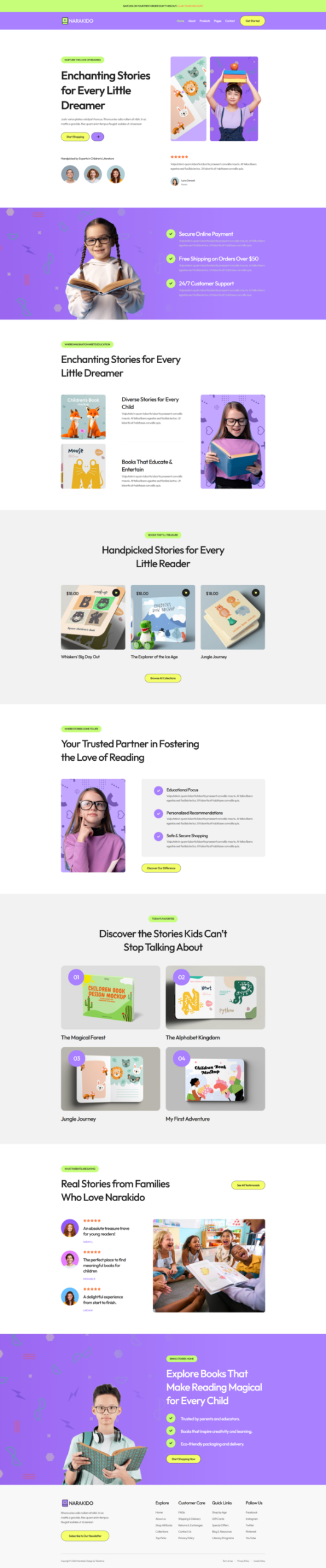Narakido - Kids Bookstore Elementor Template Kit