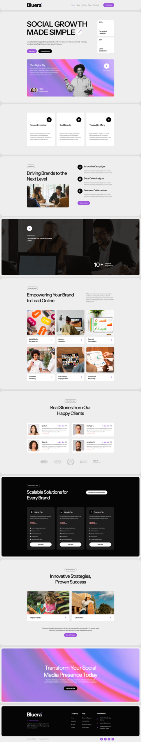 Bluera - Social Media Agency Elementor Template Kit