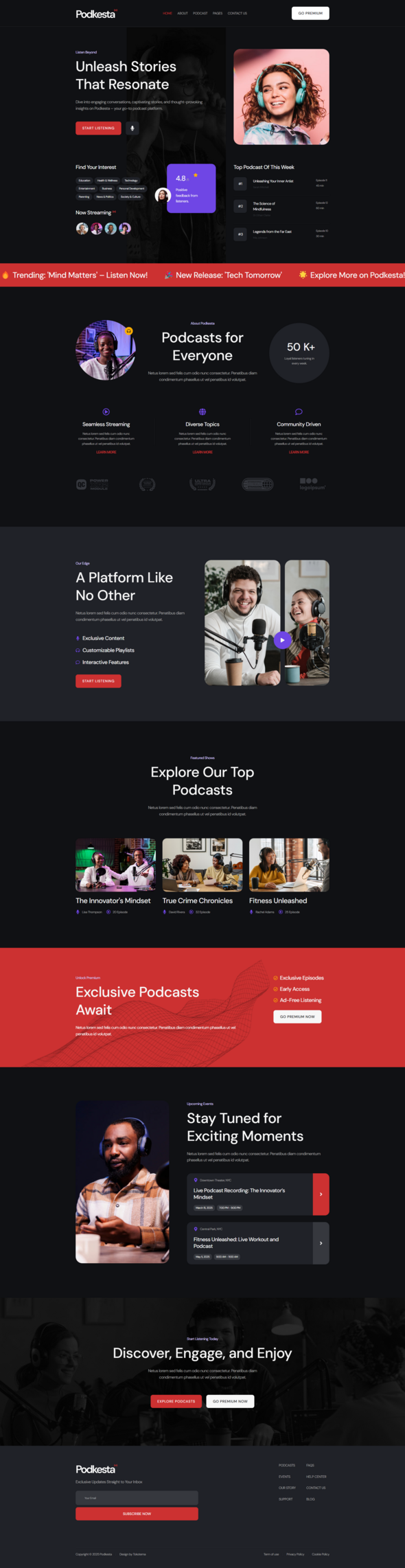 Podkesta - Dark Theme Podcast Elementor Template Kit