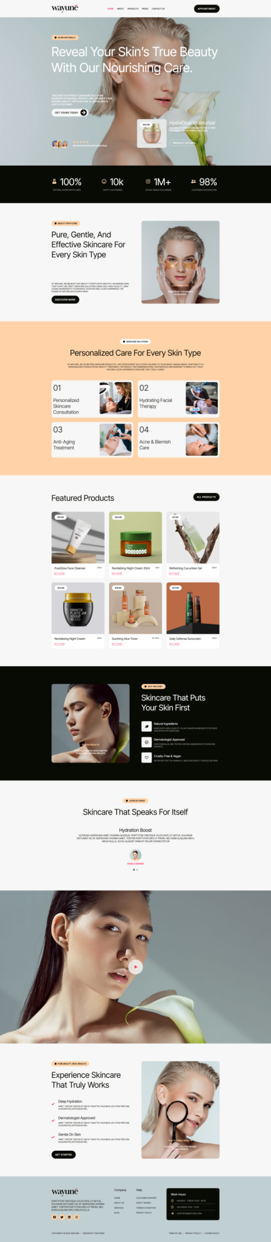 Wayune - Beauty Care Product Elementor Template Kit