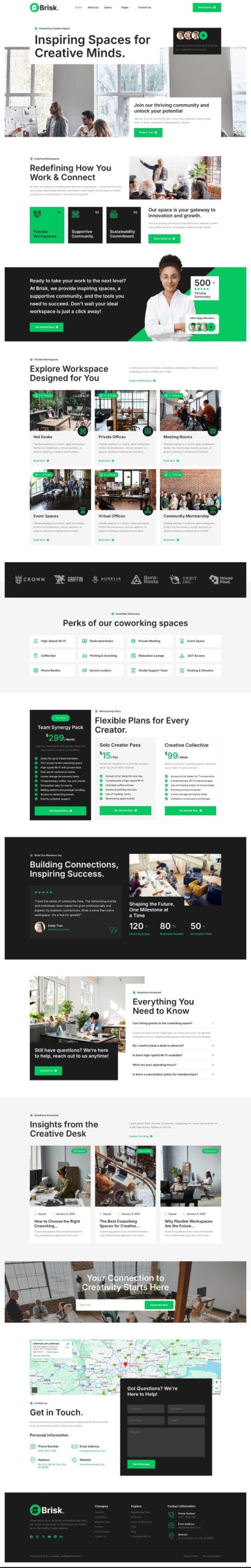 Brisk - Coworking Creative Space Elementor Template Kit